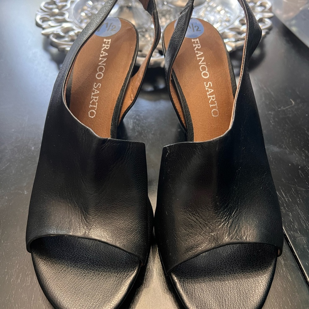 Franco Sarto Black Open-Toe Slingback Sandals